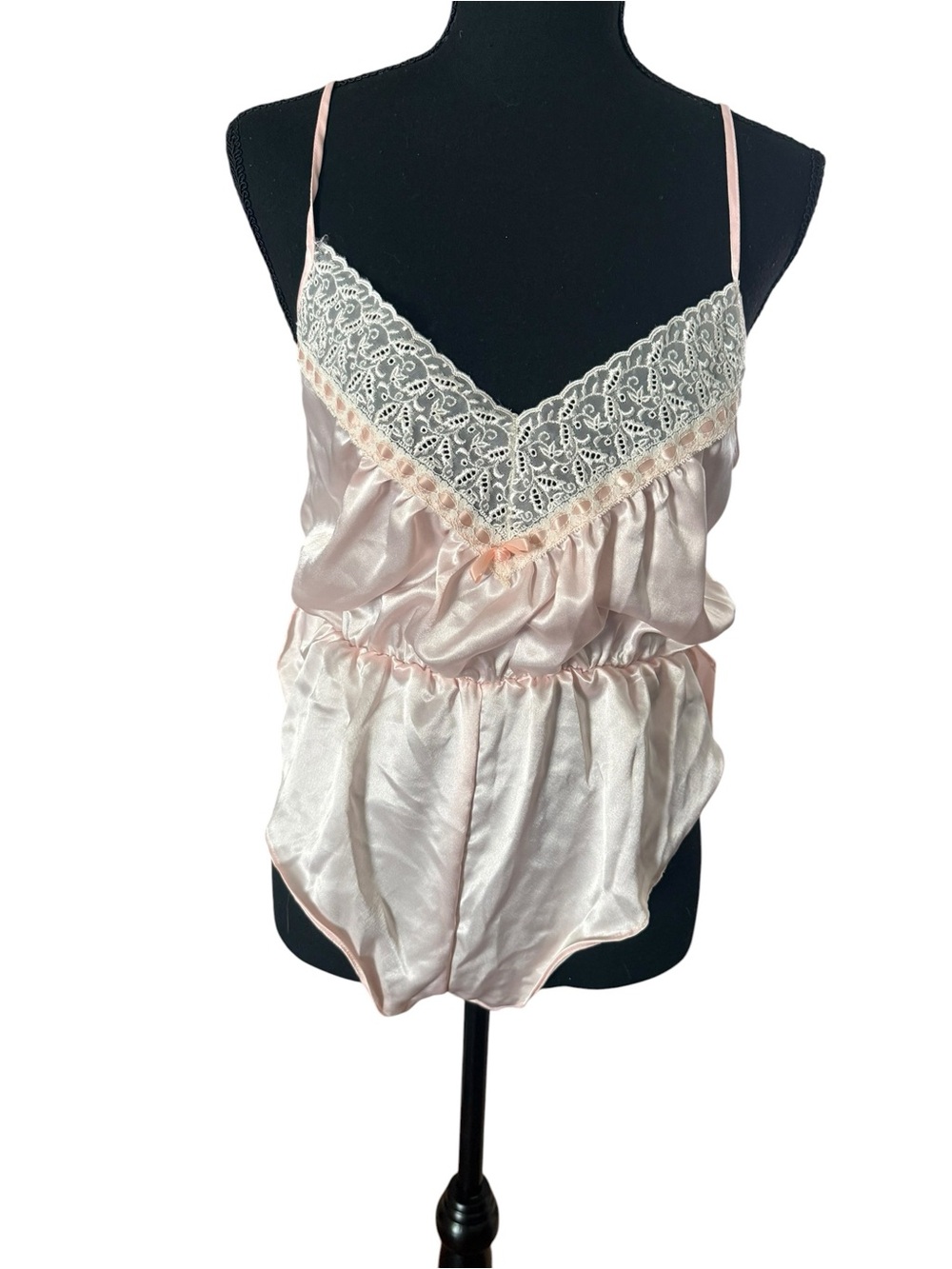 Val Mode VINTAGE Pink Satin Lace Nightie   ROBE  Size Small Lingerie - NO BELT S - Picture 7 of 14